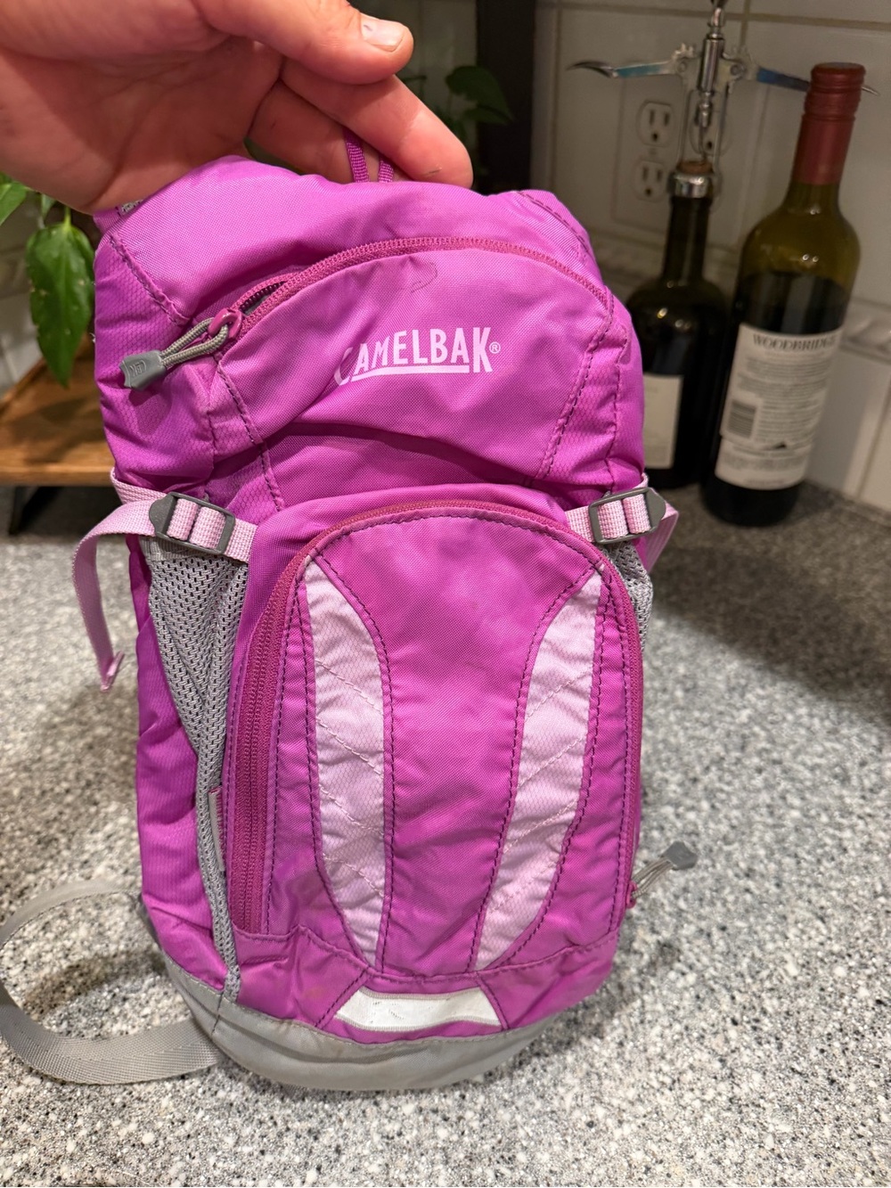 Camelbak Kids Mini M.U.L.E Hydration Backpack Pink Grey Bike Hiking With Bladder